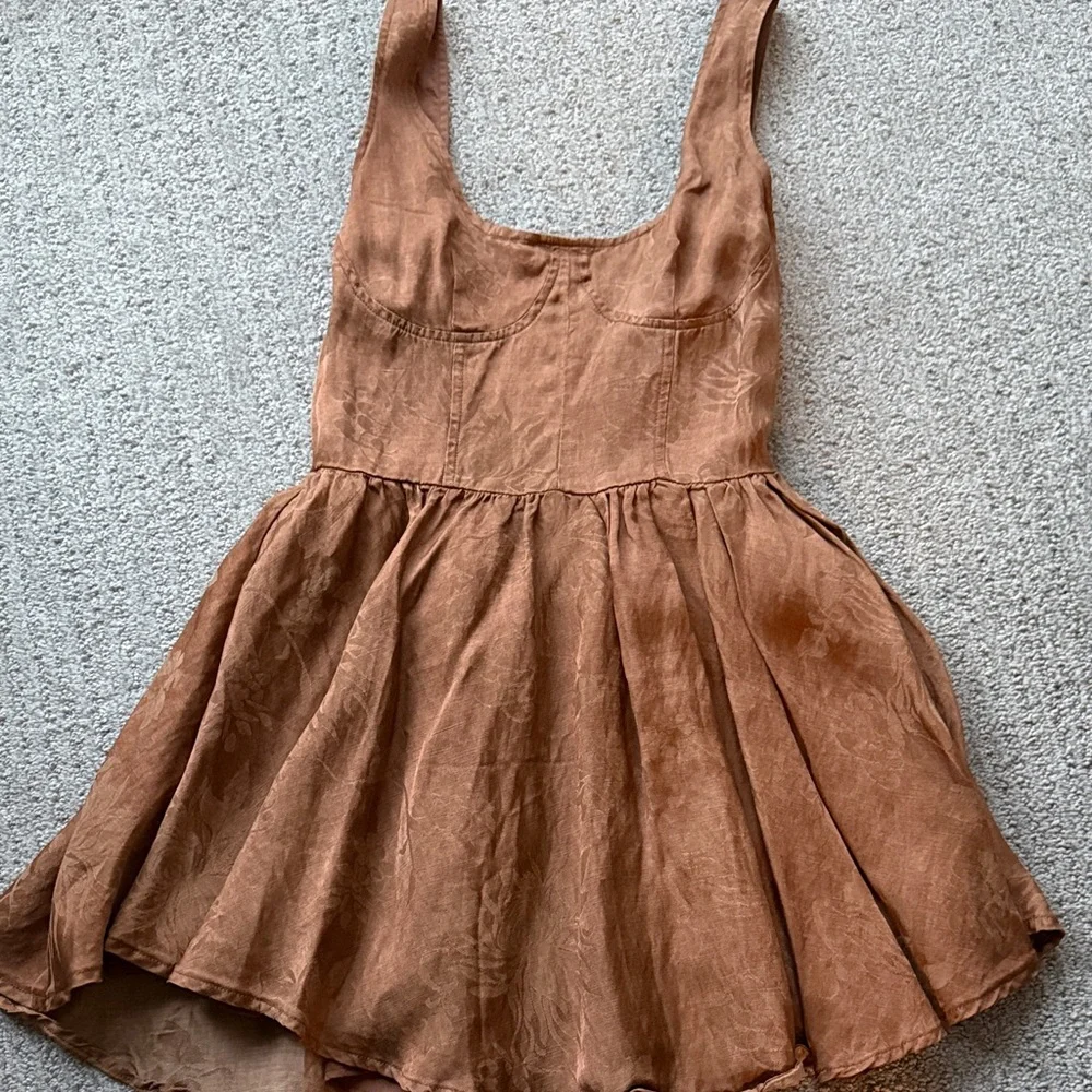 NWOT 12th Tribe Kit Mocha Floral Micro Mini Dress - Picture 2 of 3